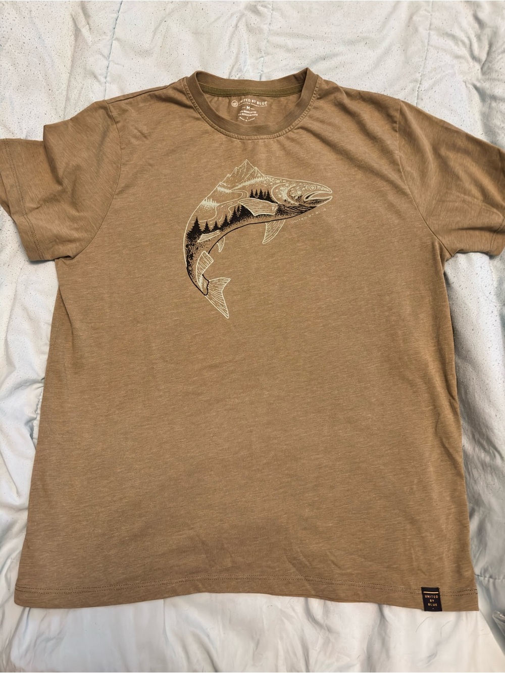 United By Blue Tan Graphic Short Sleeve T-Shirt - Fish Design